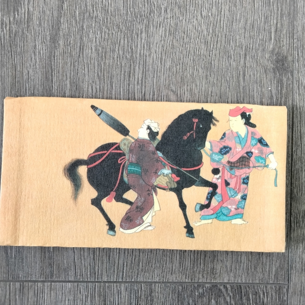 Vintage 1973 Japanese Zemliya Wagami Paper Double Pocket Wallet Horse